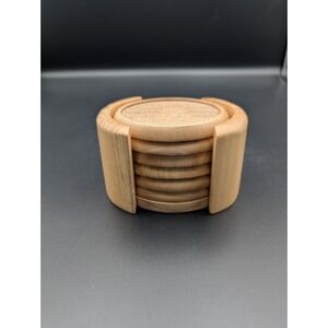 Kamenstein Wood Trim Cork Base 6 Piece Coaster Set